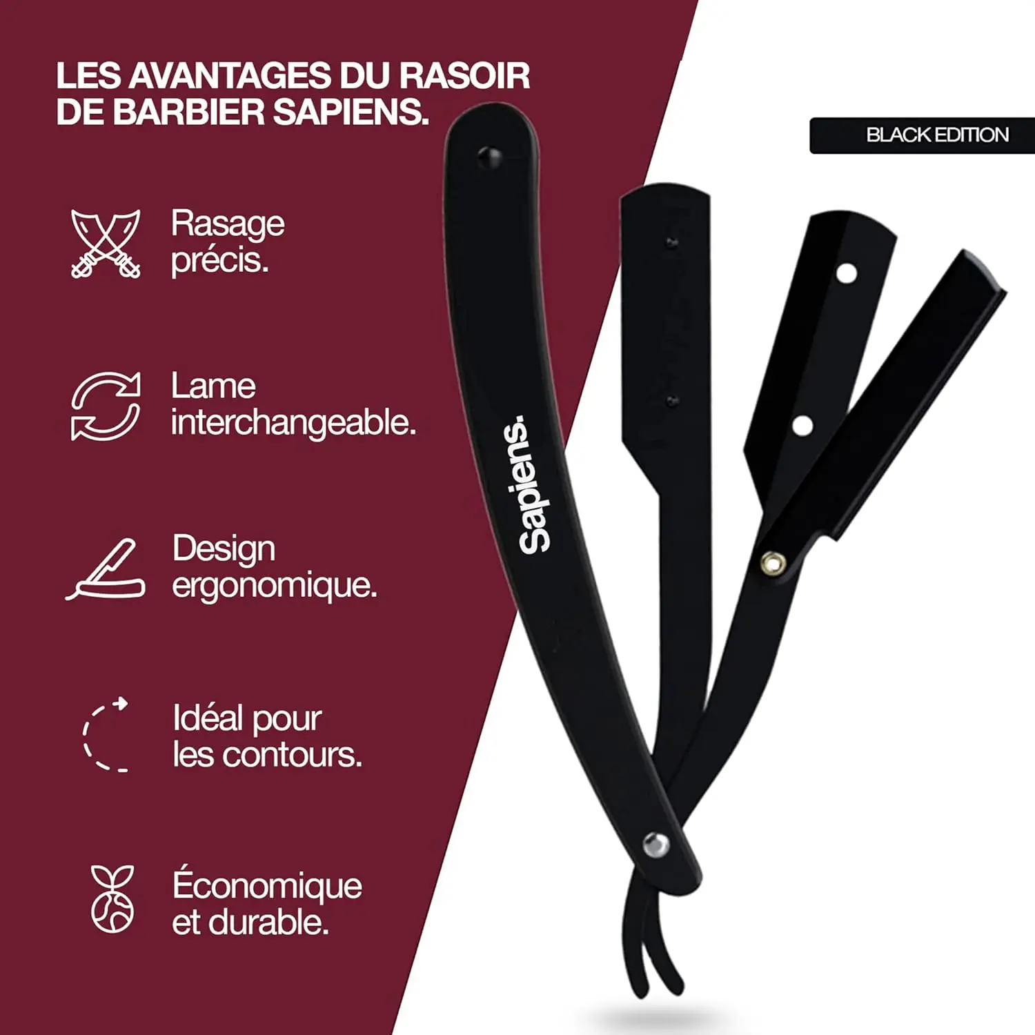 Rasoir de barbier - Noir - Image 5